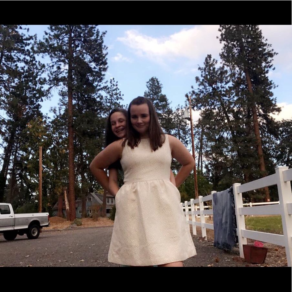 White/gold dress, size 12 or Large